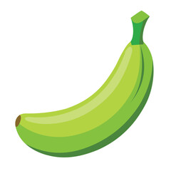 Fresh Tropical Green Banana Close-Up on White Background