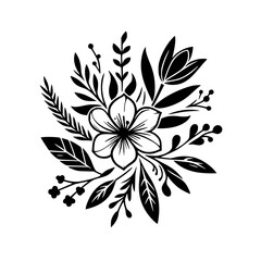 Botanical Noir: Elegant Floral Line Art