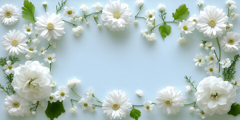 Obraz premium Daisy floral border on a vibrant green background, perfect for a spring or summer nature design