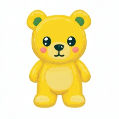 Fototapeta premium Adorable Yellow Teddy Bear Illustration on White Background