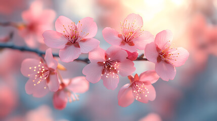 Obraz premium A close up of a pink flower with a blue background