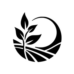 Organic Growth: Abstract Farm and Plant Silhouette