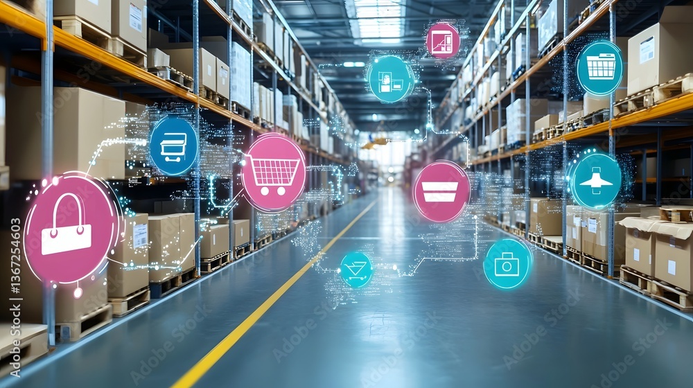 Poster high tech cold storage warehouse maintaining perishable goods at precise temperatures for optimal pr