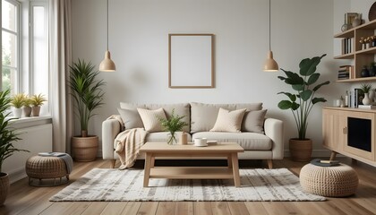 Minimalist Scandinavian Living Room Mockup