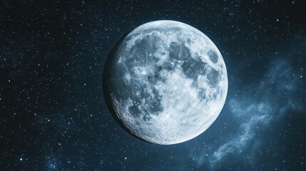 Spectacular Full Moon Illuminating the Night Sky Filled with Stars and Celestial Wonders