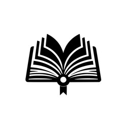 Open Book Emblem: Minimalist Black and White Design