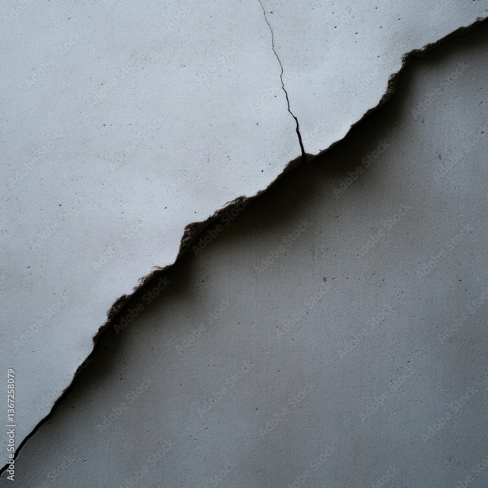 Leinwandbilder close up textured concrete surface with a deep crack displaying detailed damage and subtle shadow pl