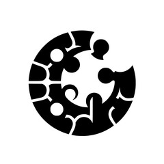 Circle of Completion: Puzzle Fragment in Minimalist Black and White