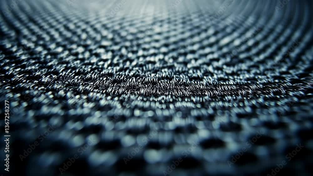Poster texture exploration of a dark woven fabric highlighting intricate patterns and depth in a close-up v