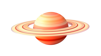 Illustration of saturn with rings in shades of orange color