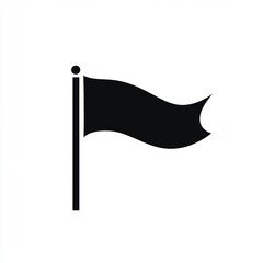 Black flag icon, waving, on white background