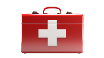 Obraz premium Red first aid kit with white cross on a black background