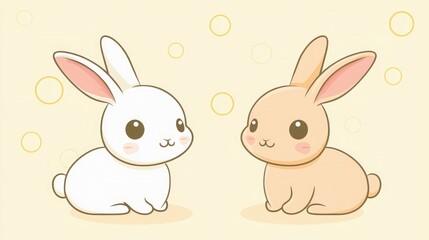 Obraz premium Cute and playful rabbit icon designed with soft colors and a friendly expression. 