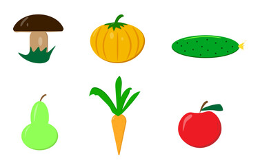 fruits and vegetables icons on a white background,