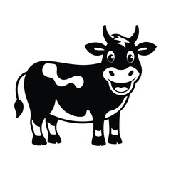 black and white cartoon cow