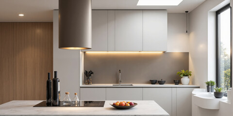 A sleek ceiling light fixture with mocha mousse metal housing and gold interior accents, designed as a large suspended dome.