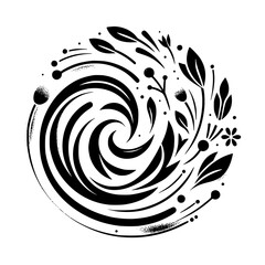 Whimsical Black and White Floral Swirl