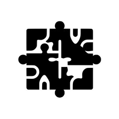 Interlocking Puzzle Pieces: A Black and White Vector Illustration