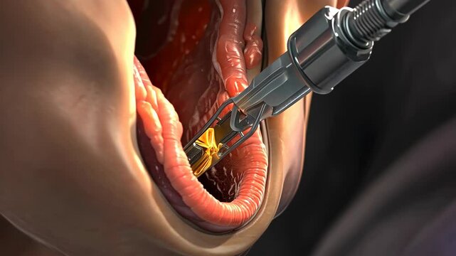 Medical procedure demonstrating the insertion of a catheter in a human body for advanced treatments