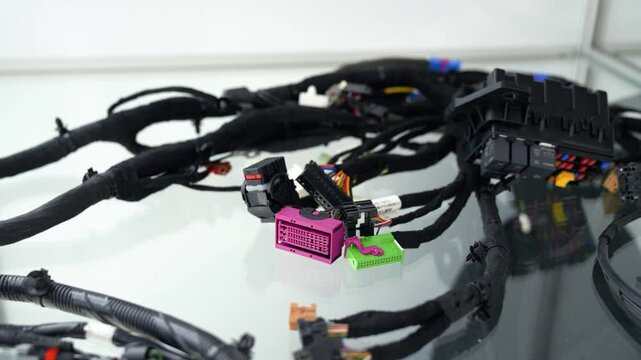 Automotive Wiring On Stand. 4K