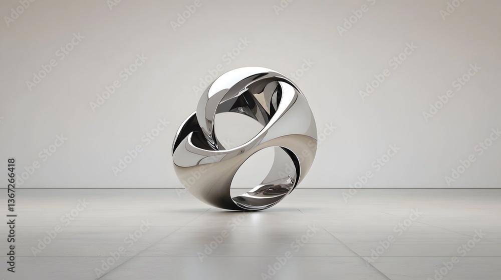Poster captivating abstract liquid metal sculpture with a mirror like reflective surface creating a strikin