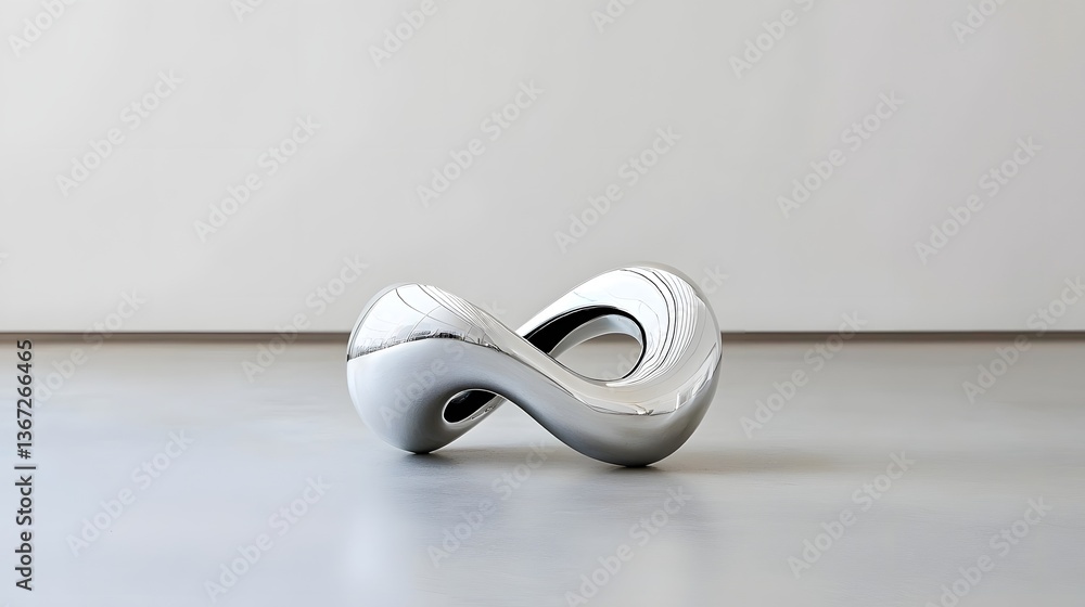 Poster captivating abstract sculpture featuring a liquid metal like form with a mesmerizing mirror like ref