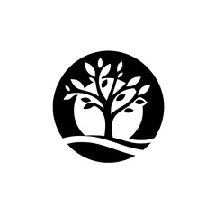 Minimalist Silhouette: Tree of Life in Circle
