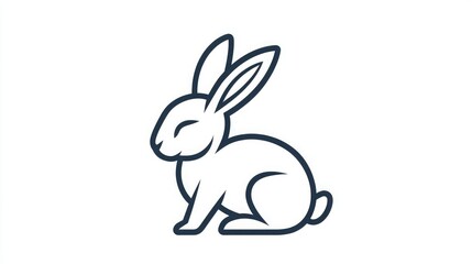 Fototapeta premium Simple and modern rabbit icon with minimalistic outlines, set against a white background. 