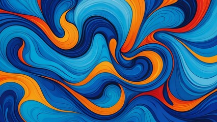 Obraz premium Swirling Abstract Pattern with Dynamic Blue and Orange Flowing Waves