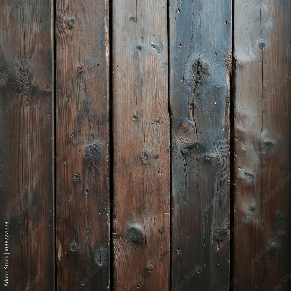 Poster close up of weathered wooden planks with vertical orientation showing natural grain patterns and a r