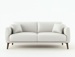 Fototapeta premium Modern White Sofa with Cushions in a Clean Studio Setting
