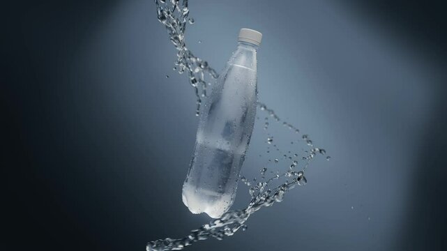 Capture the essence of hydration with this beautifully animated water bottle footage. The dynamic water movement and realistic details make it a versatile asset for various video projects.