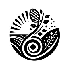 Black & White Abstract Nature Circle Design