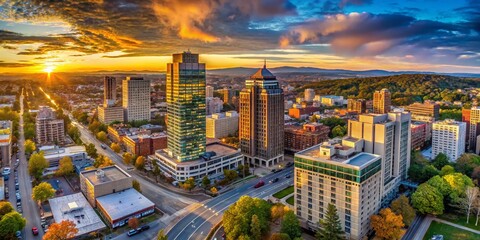Aerial Drone View of Downtown White Plains, NY Skyline - Modern Architecture and Cityscape