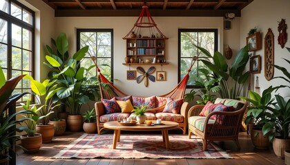 Fototapeta premium Brazilian Tropical Living Room Mockup
