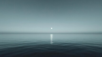Tranquil Ocean Horizon with Reflective Surface and Soft Colors at Dusk