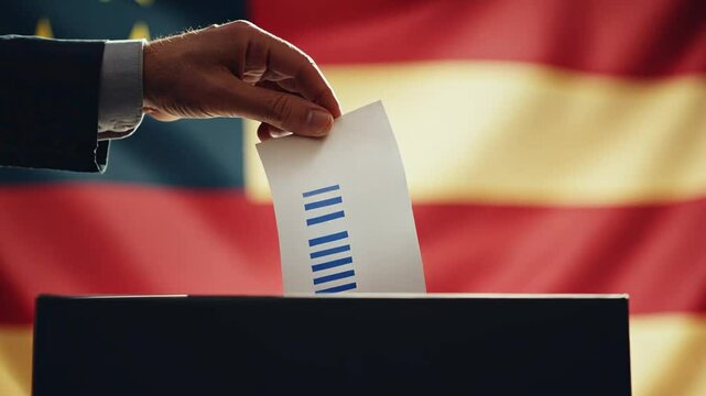 German Male Casts Vote in Election at Polling Station Generative AI
