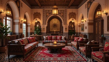 Obraz premium Moroccan Bohemian Living Room Mockup