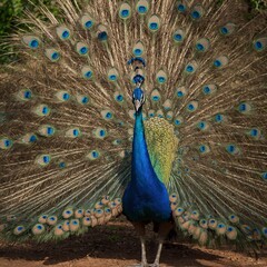 Obraz premium peacock with feathers out