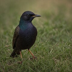 Fototapeta premium blue bird in the grass