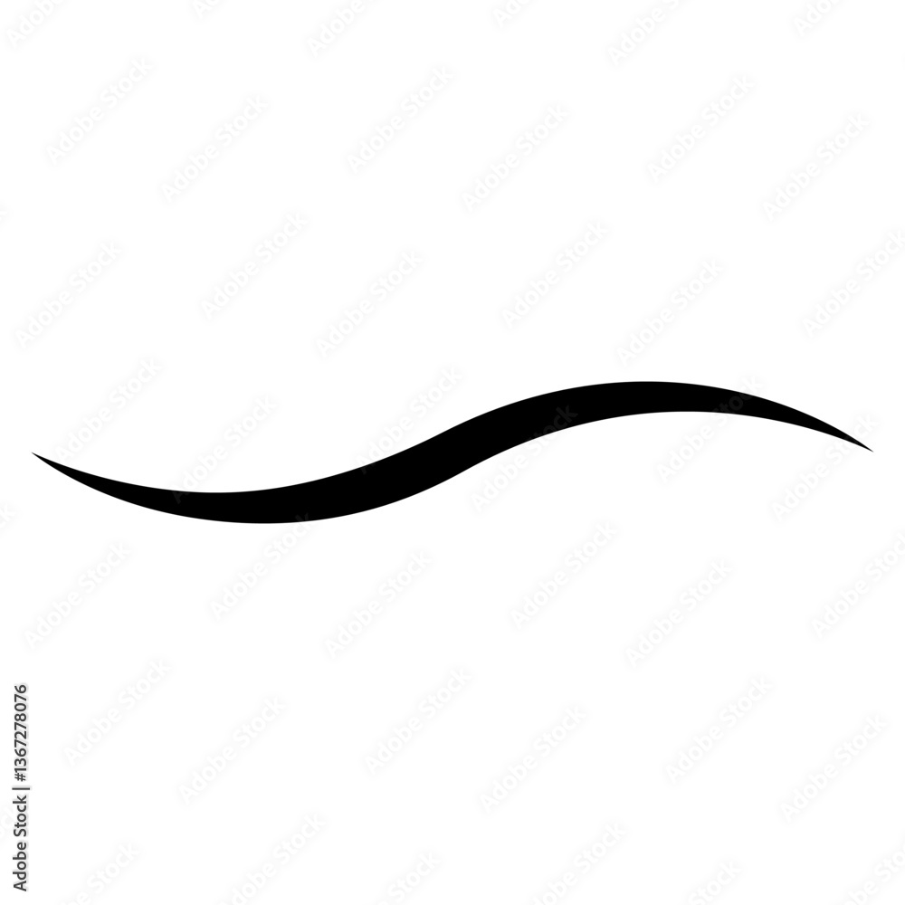Poster Dynamic Swirl Line, flowing black wave shape curve element