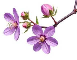 Obraz premium Delicate Purple Flowers Branch with Buds
