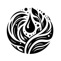 Eco-Symbol: Water Drop & Nature in a Circle