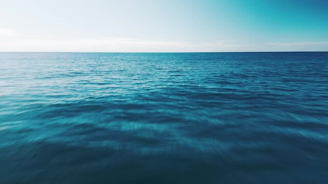Low altitude flight over the sea. Camera flights fast over the ocean's surface with naturally blurred water surface.