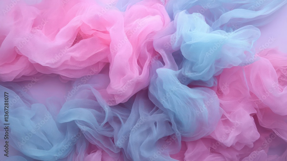 Aufkleber abstract composition with pink and blue textured fabrics flowing against a soft purple backdrop crea