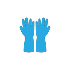 Obraz premium Blue medical protective rubber gloves vector illustration on white background.