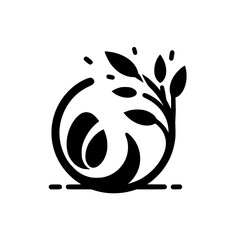 Abstract Foliage in Circle: Minimalist Emblem