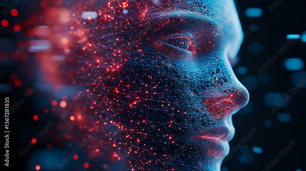 Canvas Prints neural network, artificial intelligence, social connections, digital database, polygonal mesh