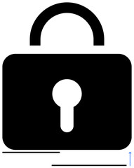 Black padlock with circular keyhole symbolizing protection, access, and trust. Ideal for cybersecurity, data protection, encryption, safety, privacy authentication access control. Flat simple