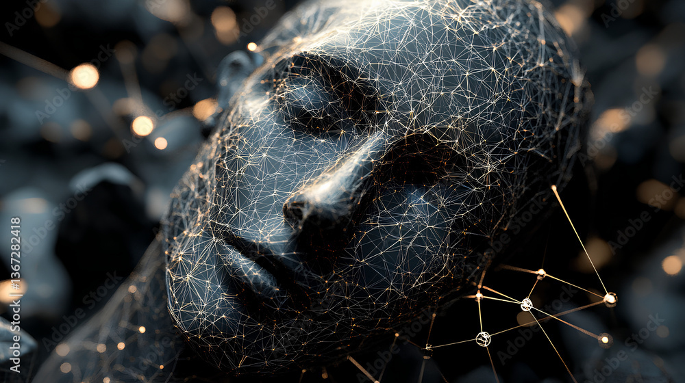 Canvas Prints neural network, artificial intelligence, social connections, digital database, polygonal mesh